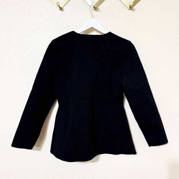 Zara Fitted Long Black Open Waist Long Sleeve Cardigan Sweater Top 4192/135/800 - Picture 6 of 8